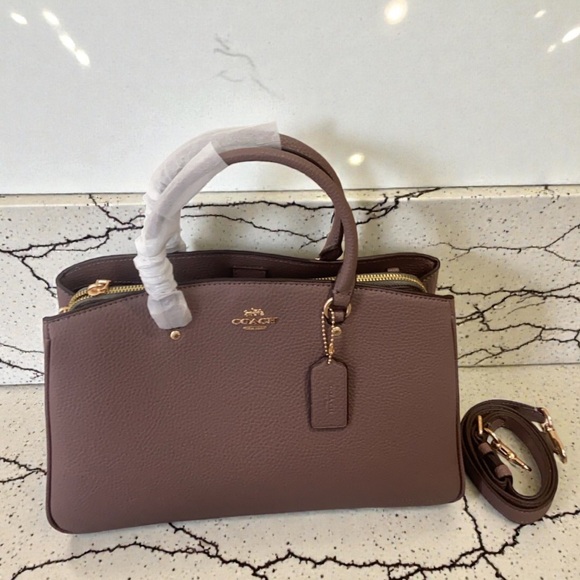 Coach Handbags - Coach Leather Satchel Handbag in Mauve Taupe